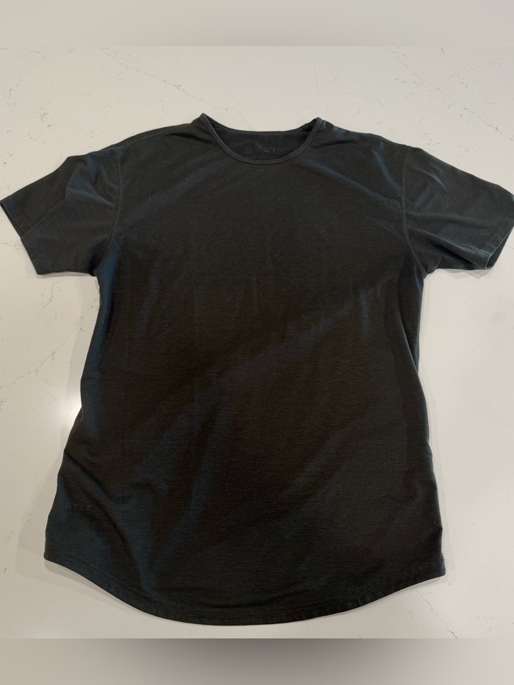 BYLT Basics Men’s Dark Green Drop Cut Tee - Medium